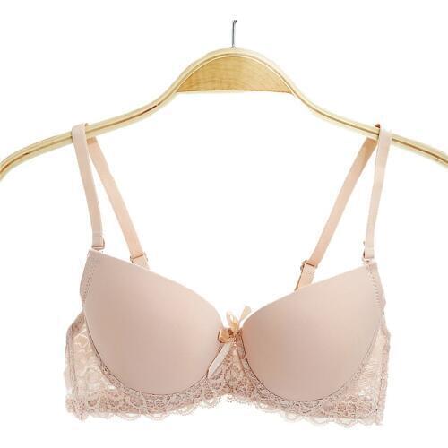 Sexy ties bra top thin bottom thick cup small chest gather bra lace student girl bra duoble cup women push up bra for lady 32-36