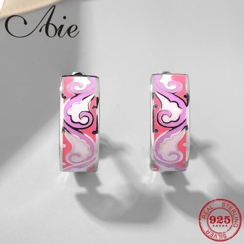 Fashion trend 925 Sterling Silver creative pink clouds pattern DIY colourful Enamel fine Earrings Party Jewelry