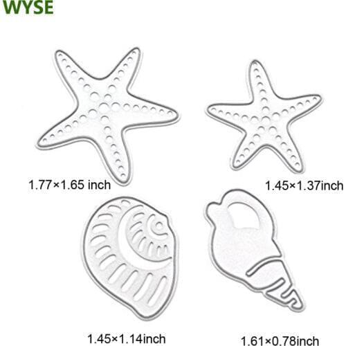WYSE 4pcs Metal Cutting Dies Sea Star Conch Seashell Dies Craft Die Scrapbooking for DIY Photo Album Card Die-cut decorative