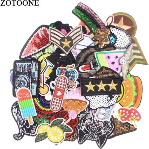 ZOTOONE Random 20 Pcs Iron On Patches For Clothes DIY Embroidery Animal Heart Military Sequin Patch Stickers Applique Decor E