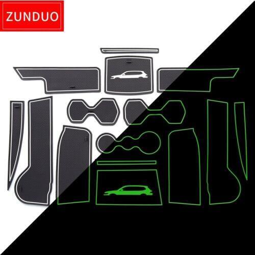 ZUNDUO Gate slot pad for VOLKSWAGEN TIGUAN 2017-2018 Accessories Anti-Slip mats red white 14pcs