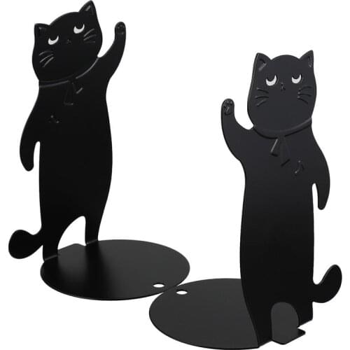 1 Pair Cat Design Bookend Iron Bookend Book Stopper Book Stand for Home