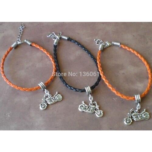 10PCS Vintage Silvers Motorcycle Infinity Hand Rhinestone Beads Crucifix Infinity Leather Bracelets Bangles For Women Gifts X29