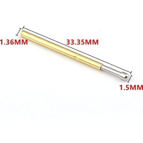 100PCS P100-D2 Phosphor Bronze Nickel-Plated Spring Test Probe Round Head Spring Test Probe Electrical Tool Gold