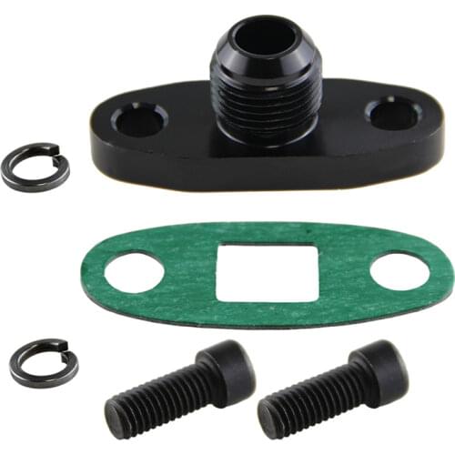 Turbo Oil DRAIN OUTLET Flange Gasket Adapter Kit 10AN MALE 10 AN Fitting T3 T4 black