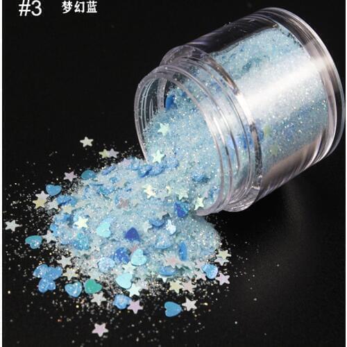 10g/Jar Nail Glitter Nail Sequins Paillette Chameleon Holographic Love Heart/Star Design Nail Flakies Laser Colorful Sequins MD1