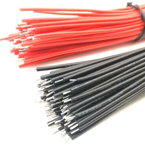 200pcs 24AWG Flexible Silicone Wire Cable Black+Red with Solder Tin 10cm length