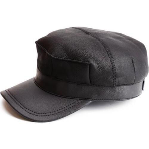 2017 Winter genuine leather cowhide Baseball Cap Biker Trucker Outdoor Sports Snapback Hats For Men Hats Warm Caps Large Size 60