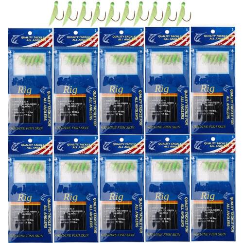 Easy Catch Real Fishing Skin Lure Luminous Beads Sabiki Fishing Rigs Baits With Fishing Hook