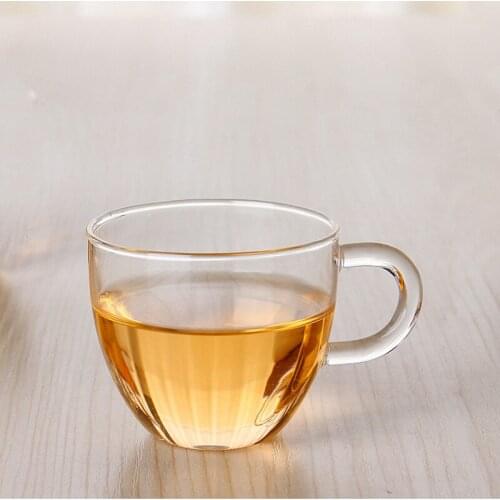 6pcs/pack Volume=80ml Small Size Handle Glass Cup Household Coffee Cup Heat Resistant Transparent Glass Cup