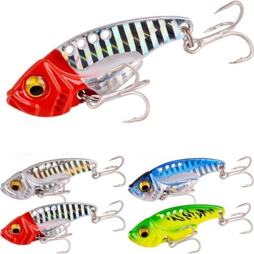 6pcs Metal VIB Lure 3D Eyes Pencil Balancer Spoon Jig Painting Fishing Lures Hard Bait Sinking Vibration Perch Fishing Tackle