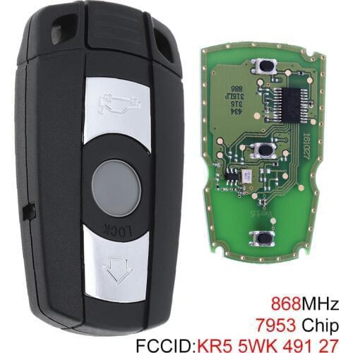 868MHz 3 Buttons Keyless Remote Key with 7953 Chip Fit for BMW CAS3 System X5 X6 Z4 1 3 5 6 7 Serie Vehicle Smart Key 2002-2013