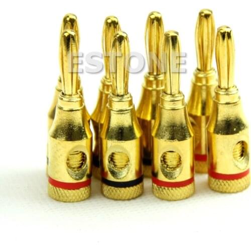 8X Gold Plated Banana Plug Musical Speaker Cable Wire Screw Metal Connector 4mm