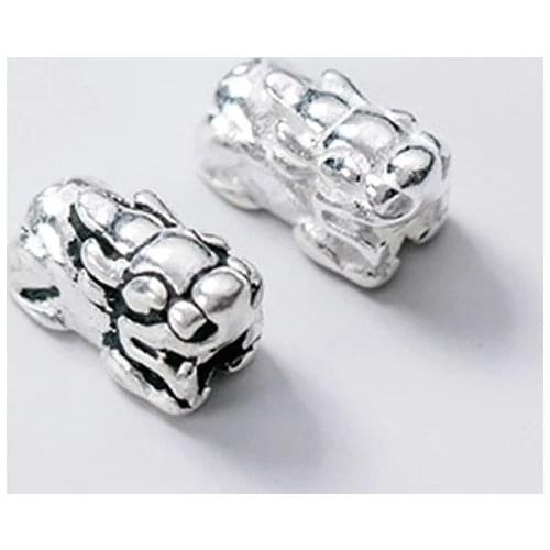 925 Sterling Silver Chinese Fabulous Wild Beast Lucky Loose Beads DIY Jewelry Findings Handmade Bracelets Silver Spacer Beads