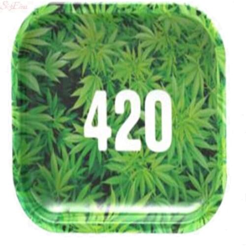 Smoke Accessories Tobacco Rolling Tray Storage Discs Herb Grinder Weed Metal Plate Cigarette Tools Tobacco Holder 18cm*14cm 5z