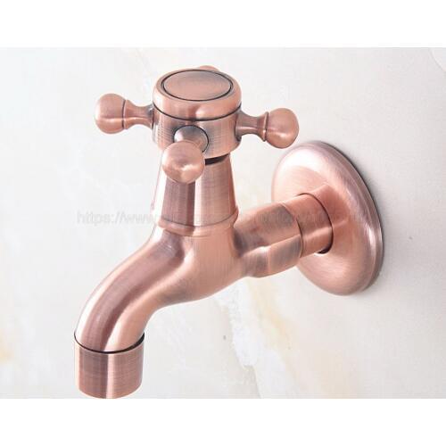 Antique Red Copper Wall-Mounted Mop Pool Sink Tap for Kitchen Bathroom Garden Single Handle Cold Water Faucet zav330