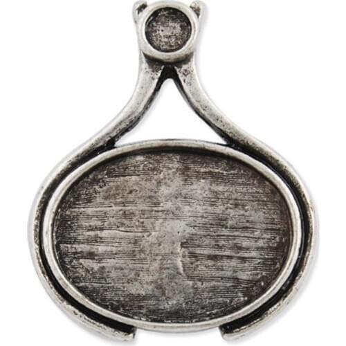 Antique Silver tone Alloy Jewelry Pendant Blanks 24.6 mm Cabochon Setting Lead Nickel Free Pendants Tray Base, 20 PCS-C1643