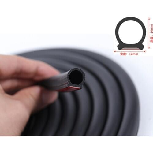 Big D Type Sealing Strip 2M Car Door Seal Strip Sticker Anti-Dust Soundproof Sealing Rubber Noise Insulation Auto Accessory
