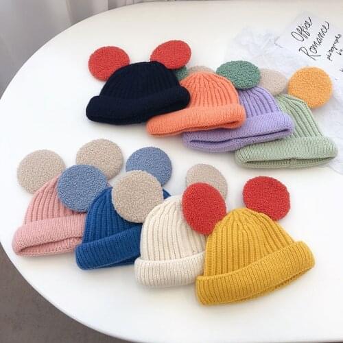 Doitbest Children Knitted Hat Kids Girls Boys Autumn Winter Cute big ears Flanging Warm Baby Beanie Earflap Hats