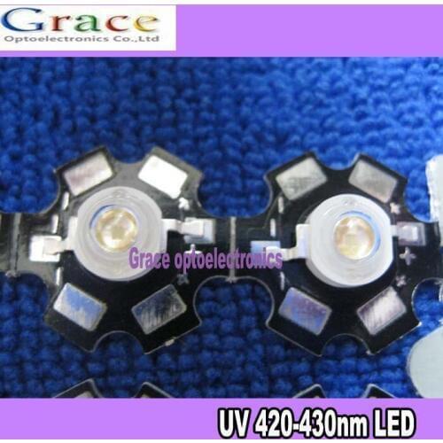 10pcs violet 3w 420-430nm UV Led Chip Blub for Aquarium fish tank with 20mm star base