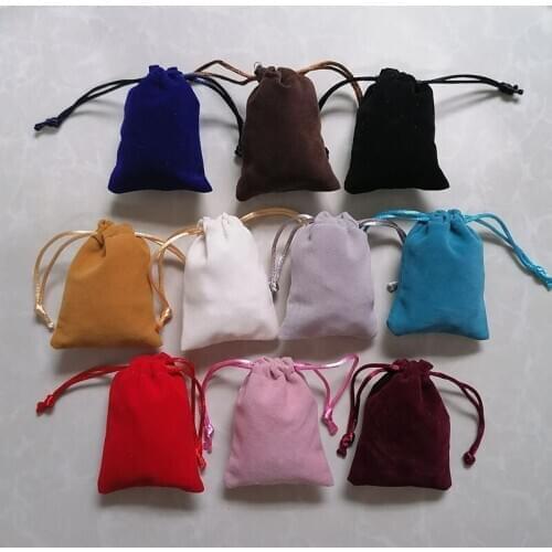 Flannel Navy Blue Jewelry Packaging Custom Personalized Logo Velvet Drawstring Gift Bag for Wedding Party Decoration Pouches