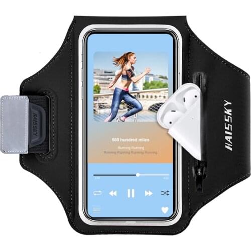 HAISSKY New Running Sports Armbands Bag For iPhone 11 12 Pro Max XR 7 8 Plus On Hand Phone Arm Band Pouch For AirPods Pro