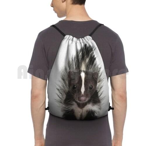 Skunk-Colorful Backpack Drawstring Bag Riding Climbing Gym Bag Animal Animals Peekaboo Wild Wildlife Nursery Modern