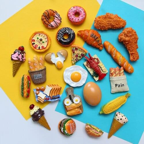 Creative simulation food 3D fridge magnets Sweet cone fried chicken leg hamburger magnetic decoration magnet refrigerator paste