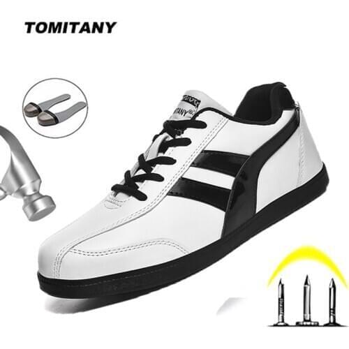 Men Safety Shoes Steel Toe Work Shoes Lightweight Breathable Anti-smashing Construction Sneaker Stable Slip Buffer Casual Shoes