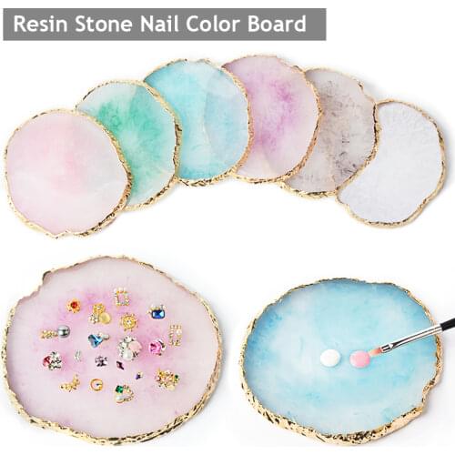 1 PC Round False Nail Tips Display Board Resin Stone Color Painting Palette Holder Practice Nail Art Tools Manicure Accessories