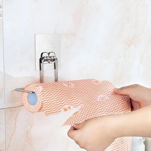 Kitchen Roll Paper Hanger Bathroom Toilet Tissue Holder Strong Suction Cup Adhesive Hook Towel Rack Convenience