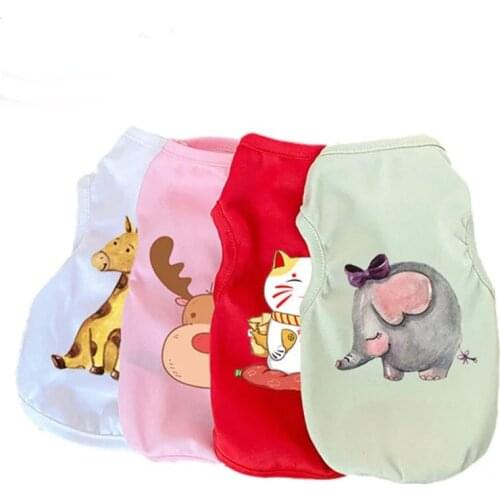 Summer Dog Cute Sleeveless Cartoon Print Vest Pet T-shirt Clothes For Small Dogs Puppy Chihuahua Cat Clothing Ropa Para Perro