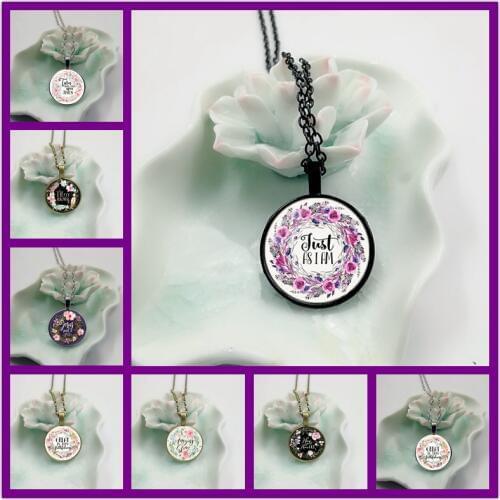 HOT! 2018 New Bible Verses Necklace Glass Dome Pendant Necklaces Scripture Quote Jewelry Christian Faith Inspirational Gifts