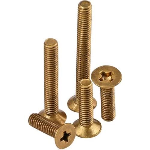 M4 Brass Countersunk head screw flat cross metric steel nut brass fastener hardware screw bolt working