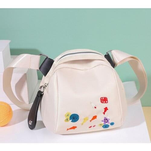 Small Embroidery Crossbody Bags For Women 2021 High Quality Waterproof Nylon Shouler Bag Designer Handbags Female Purses White