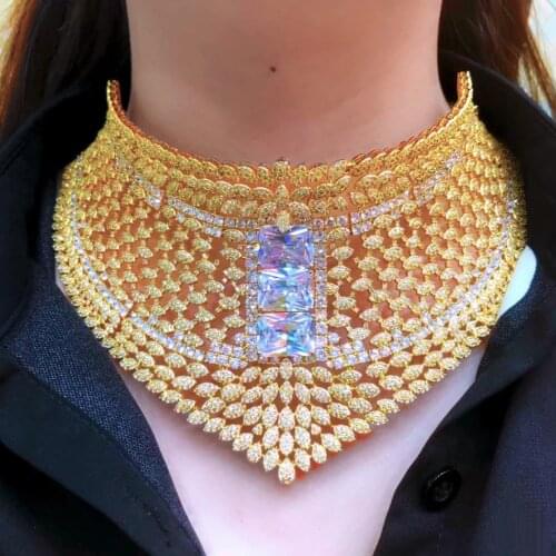 Missvikki Dubai Noble Luxury Nigerian Dubai Big Hollow 4 PCS Jewelry Sets For Women Cubic Zircon Wedding Bridal Jewelry Sets