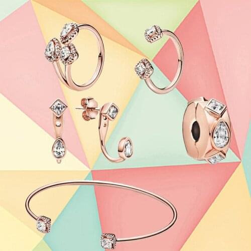 Fashion New High-quality Rose Gold Geometric Shape Jewelry Set Diy Charm, Exquisite And Exquisite Best Birthday Gift