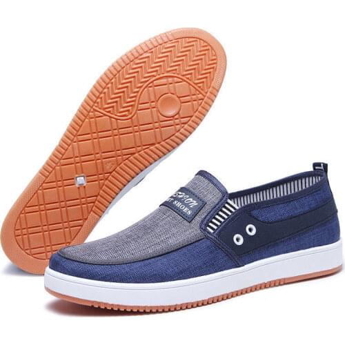 Tendon Sole Men Casual Shoes Old Beijing Cloth Canvas Shoes Breathable Plimsolls Slip-on Male Loafers Outside Flat Walking Shoes
