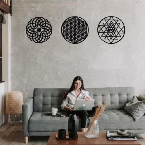 Sacred Geometry Wall Art; Torus, Sri Yantra, Flower of Life, Metal Yoga Wall Decor, Home meditation decor, Laser cut Metal art