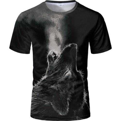 2021 The Latest 3D Printing Wolf Wild Animal Cool T-Shirt Mens Short-Sleeved Summer Shirt Wild Fashion Clothing Streetwear Tops