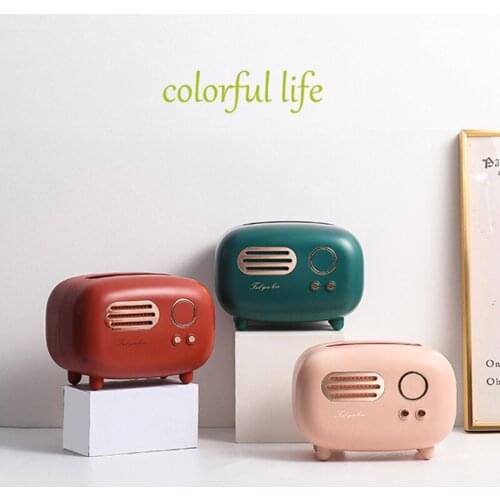 2021 New Retro Radio Model Tissue Box Desktop Paper Holder Vintage Dispenser Storage Napkin Case Home Organizer Ornament Craft