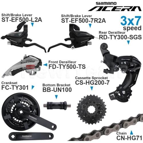 SHIMANO ALTUS Acera 3x7 Speed Groupset include EF500 Shifter TY500 Front/ TY300 Rear Derailleur Cassette Sprocket Crankset Chain