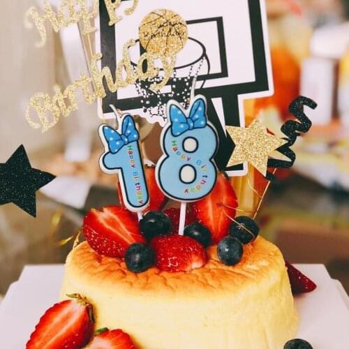 Bow Number Candles Freworks Birthday Arrangement Decoration Cartoon Creative Romantic Gir Boy Baby Happy Birthday Dessert Candel
