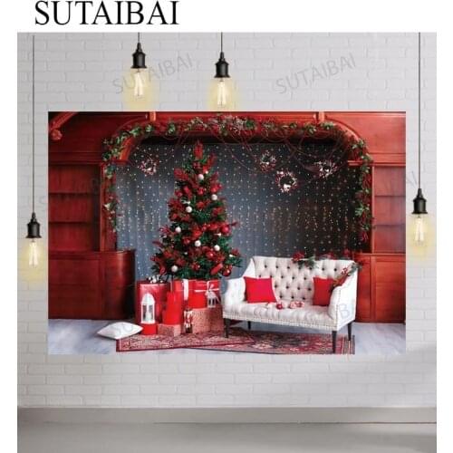 Christmas Photocall Indoor Tree Gift Flower Wall Baby Birthday Photography Background Photographic Backdrop for Photo Studio