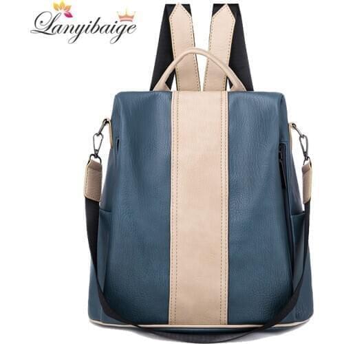 Anti-theft backpack women soft pu leather backpack school bags for teenage girls high capacity travel backpacks shoulder bags