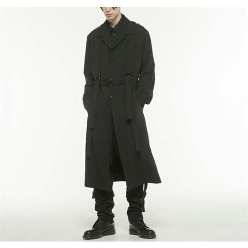 S-6XL!!2020 autumn winter new mens loose windbreaker youth over the knee fashion long coat