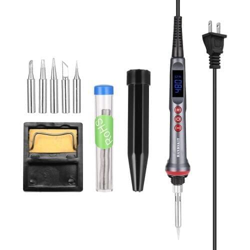 90W LED Digital Soldering Iron Set Adjustable Temperature Electric Soldering Iron 4 Wire Core Welding Tools with Automatic Sleep