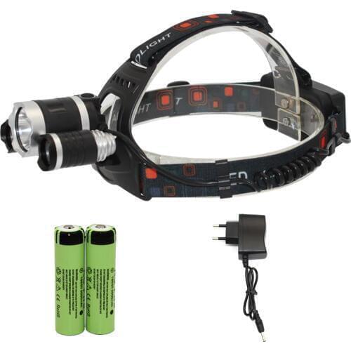 LED Headlamp Rechargeable Headlight T6 XPE LED Head Lamp Lighting Flashlight Lantern Fishing Light + 18650 Battery+ Charger