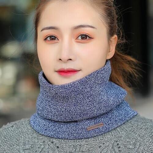 Unisex solid Double Layer Thicken Warm Pullover Scarf Winter Lady Cycling Windproof Cotton Plush Knit Neck Guard Scarves N6
