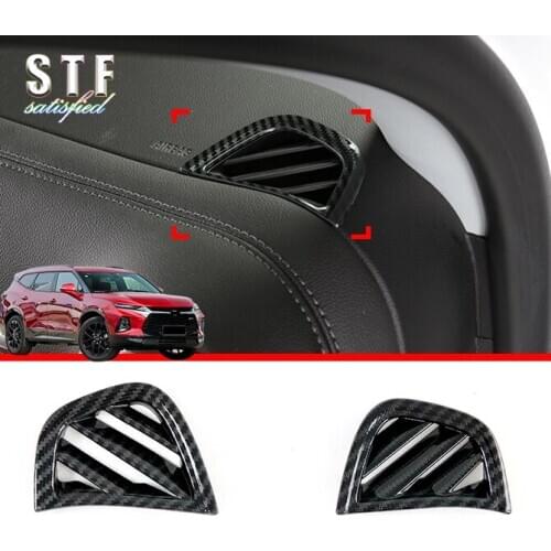 Carbon Fiber Style Interior Upper Air-Condition Vent Outlet Cover Trim For Chevrolet Blazer 2019 2020